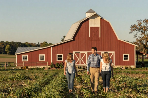 Older country couple near Missouri farmland for neighboring state farmers dating