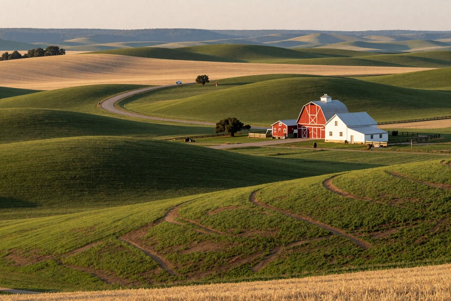 Pastoral American farmland - calm setting representing clear FAQ answers
